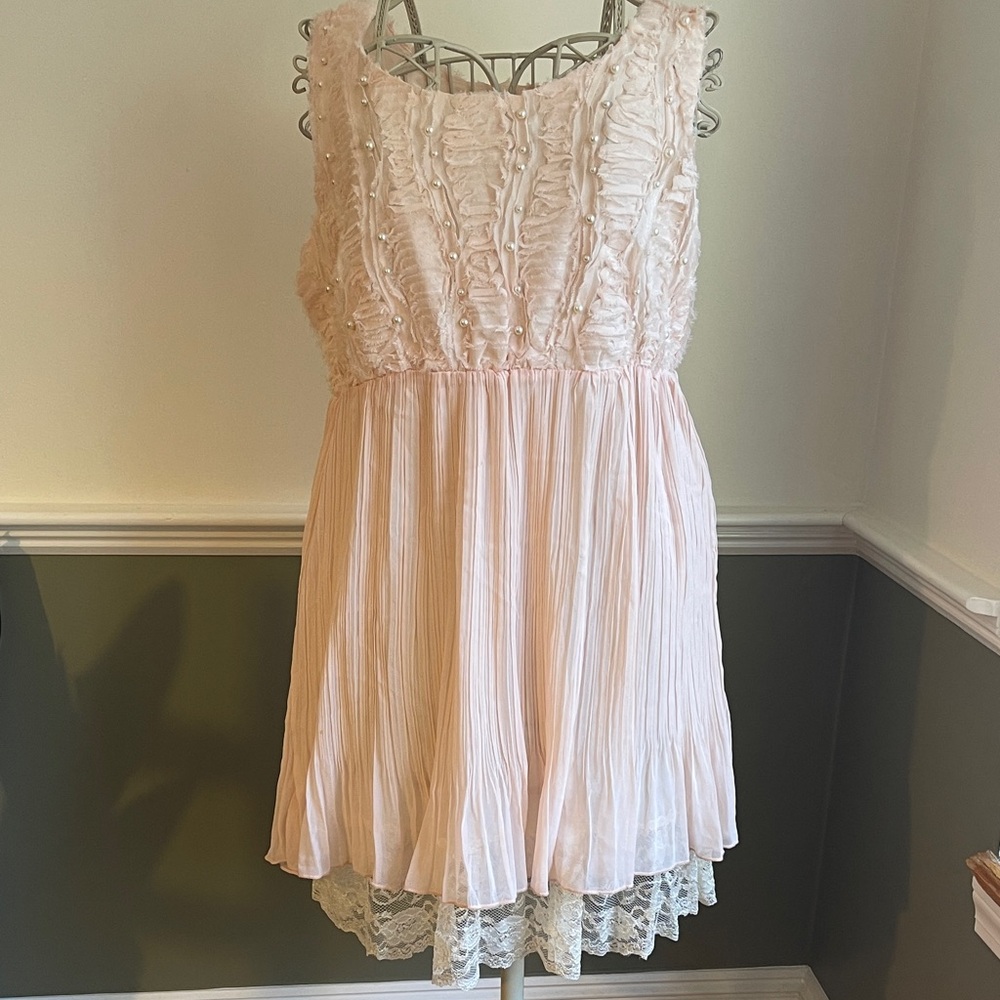 Vintage Pretty Angel Light Pink Ethereal Dress Lace Silk Fairy Boho
